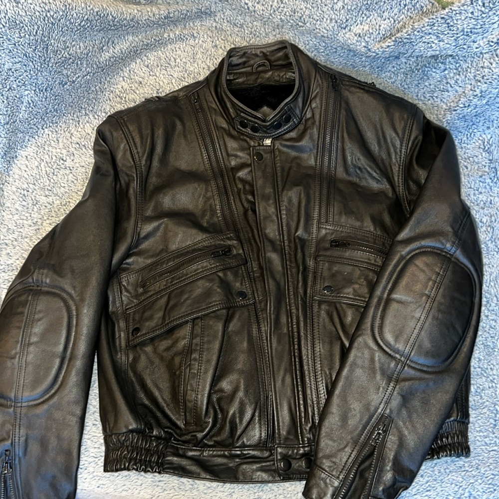 Berman’s vintage leather motorcycle jacket